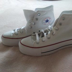 Converse | Shoes | Brand New Custom Platform Hightop Converse White Redblue  Racing Stripe | Poshmark